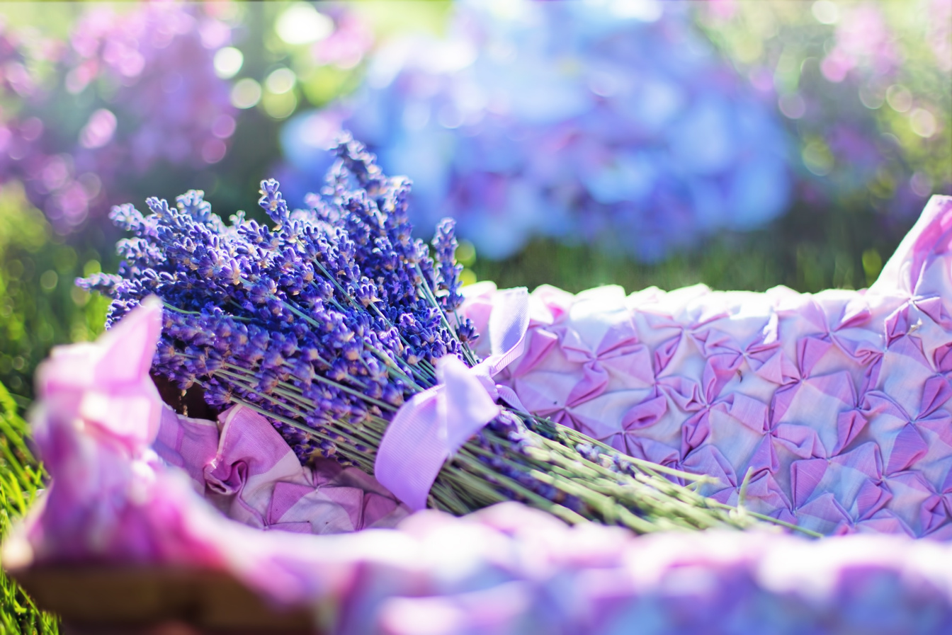 Lavender Flowers in a Basket